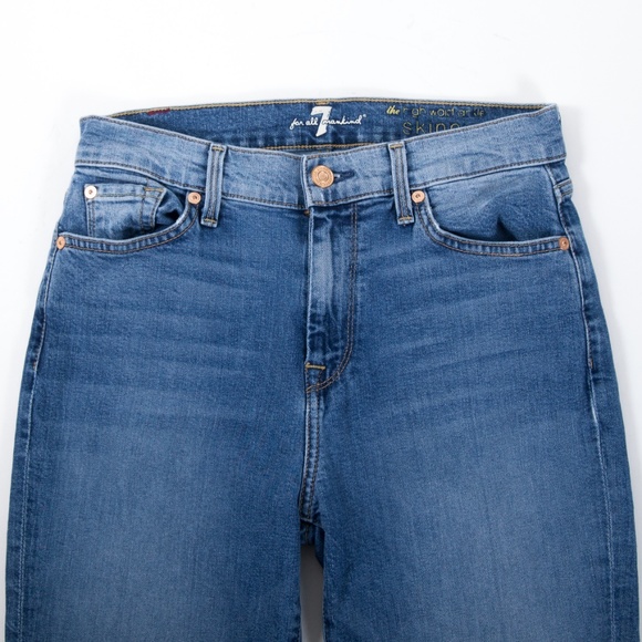 High Waist Skinny Ankle Side Slits Released Hem - Picture 2 of 8